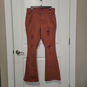 Retro women’s 14W Distressed Orange Flares